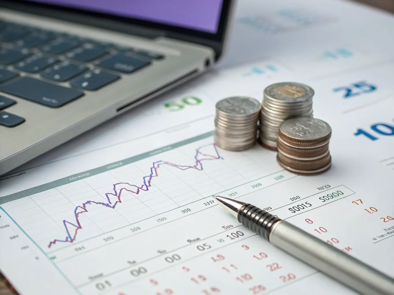 An image of upward trending financial charts and investment graphs on a computer screen, symbolizing Arvest Capital's focus on capital growth and strategic investment decisions.