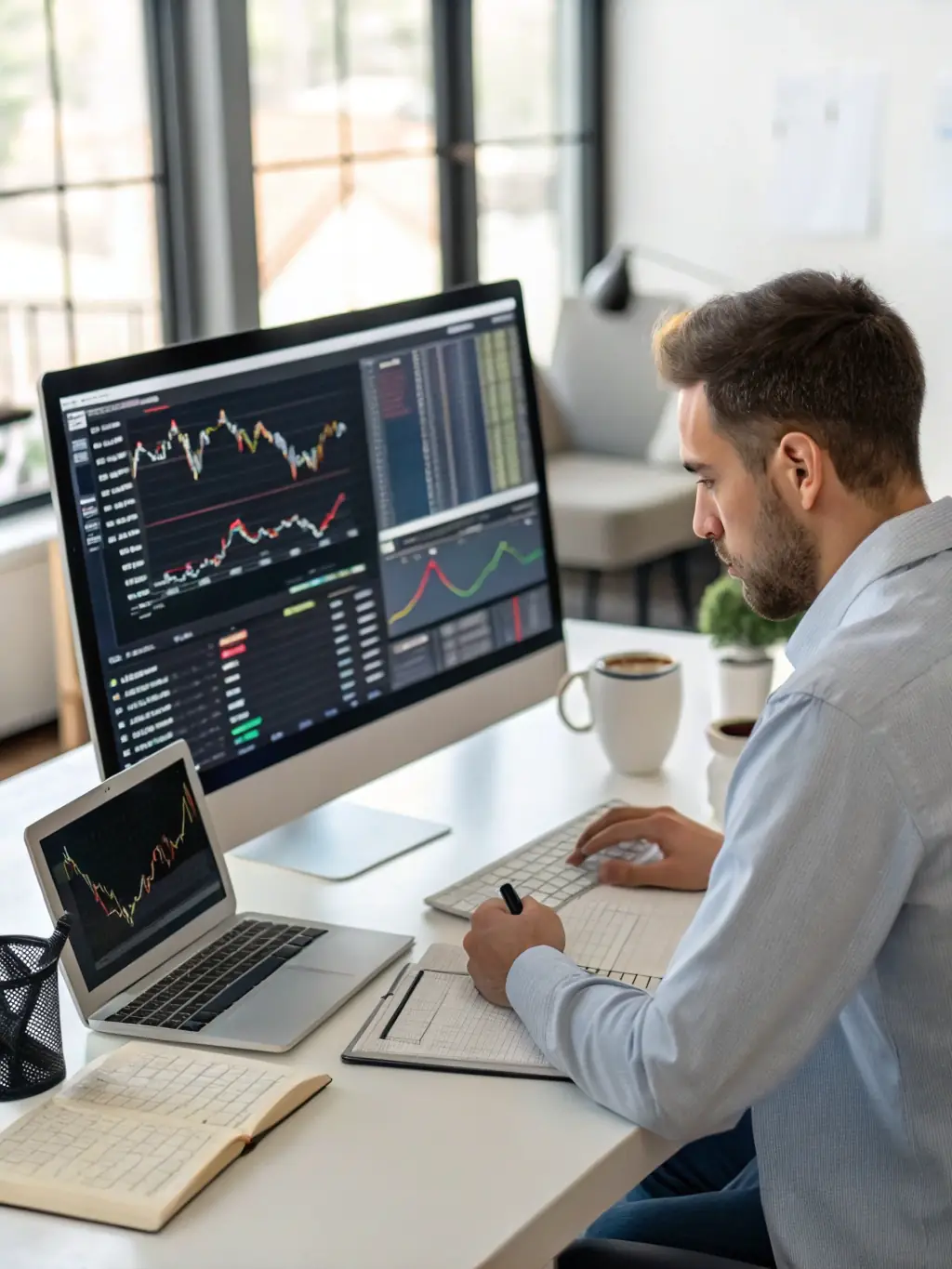An image of a magnifying glass over financial data, symbolizing the in-depth research and analysis that supports the Aurora investment decisions.